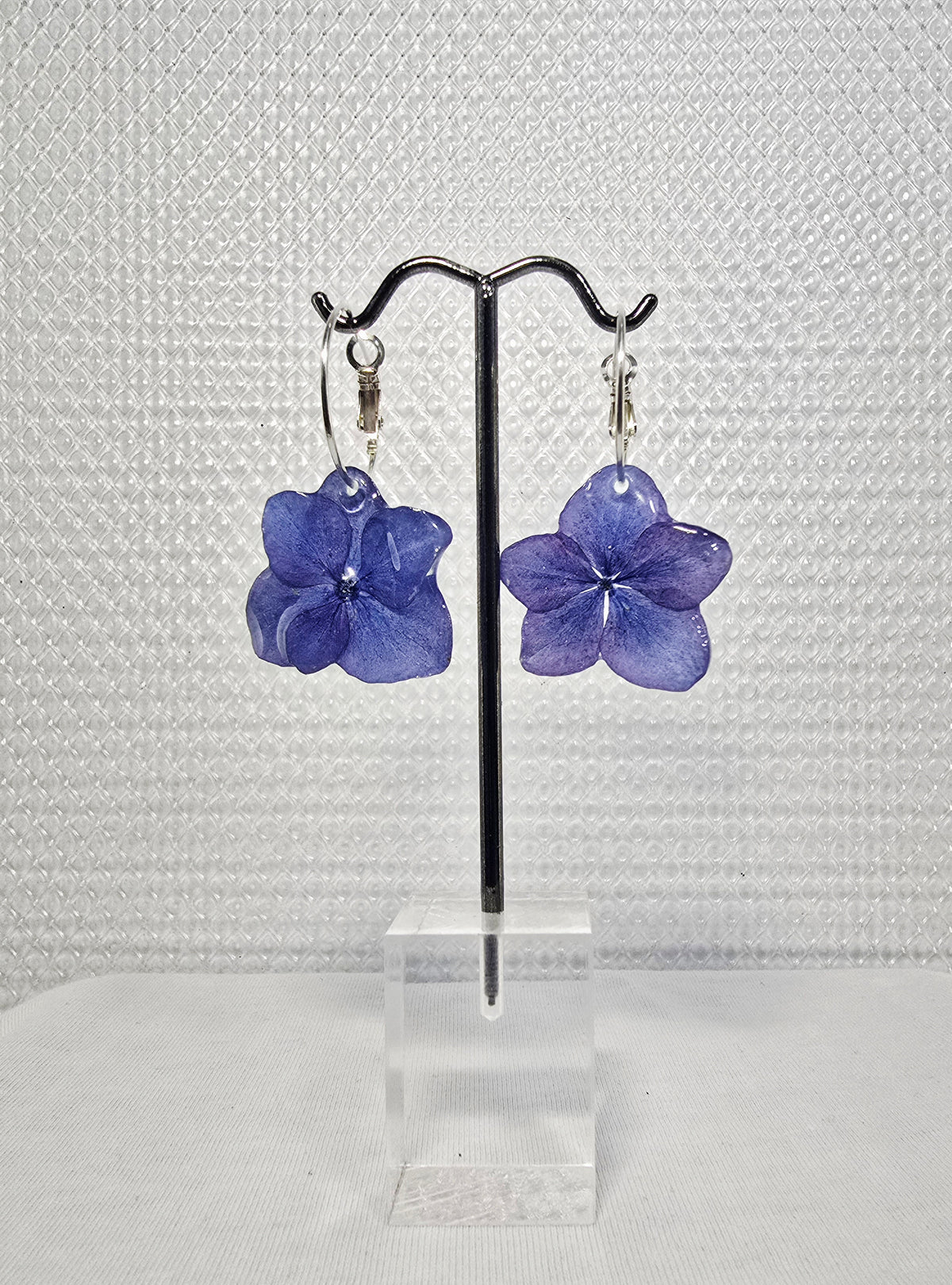 Purple Hydrangea Hoop Earrings