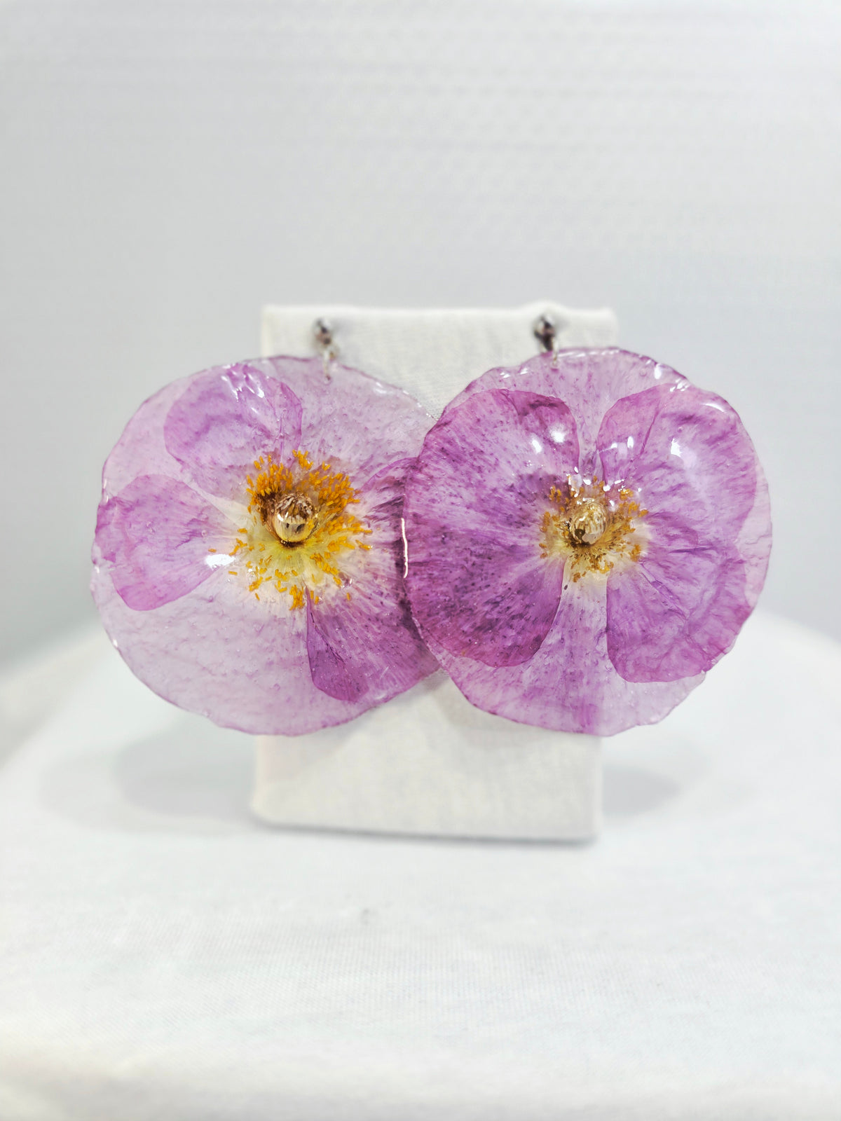 Lilac Poppy Flower Stud Earrings
