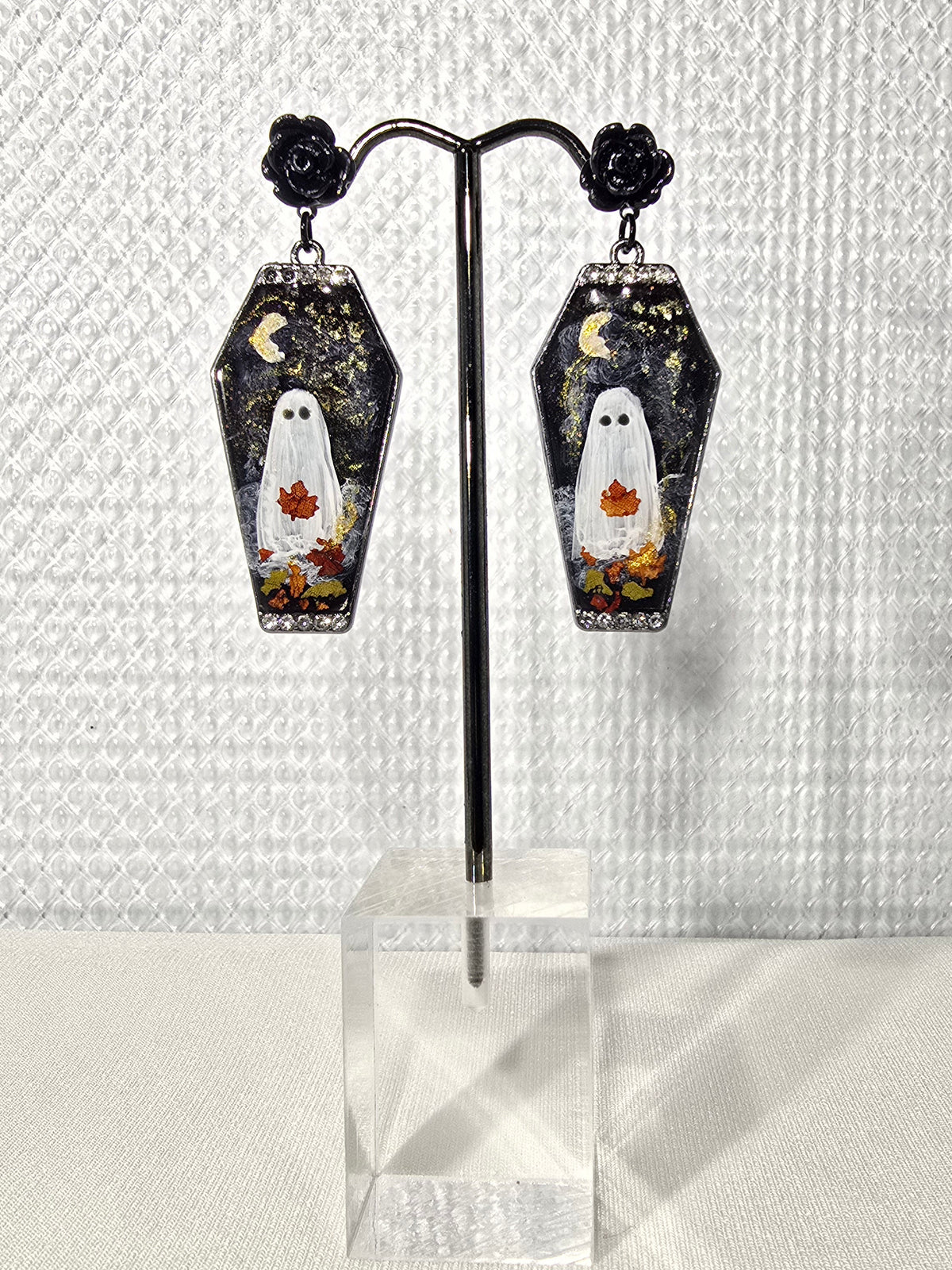 Fall Nights Ghosties Handpainted Stud Earrings