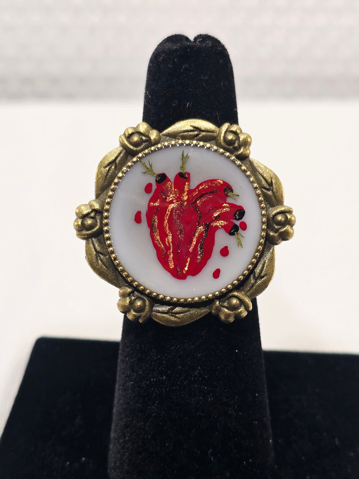 Anatomical Heart | Hand-Painted Original Miniature Artwork - Ring