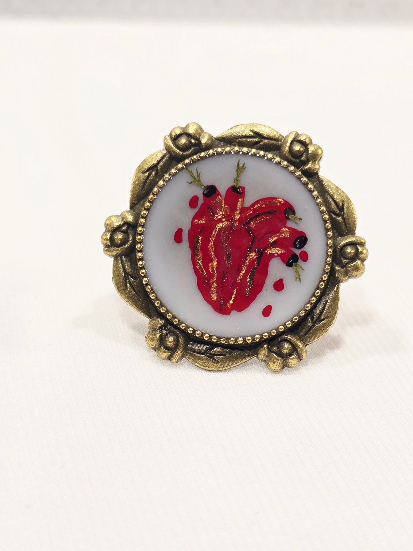 Anatomical Heart | Hand-Painted Original Miniature Artwork - Ring