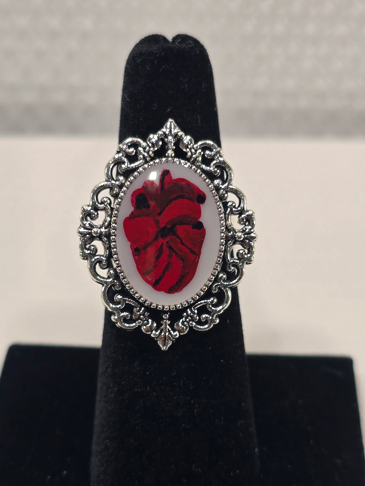 Anatomical Heart | Hand-Painted Original Miniature Artwork Ring
