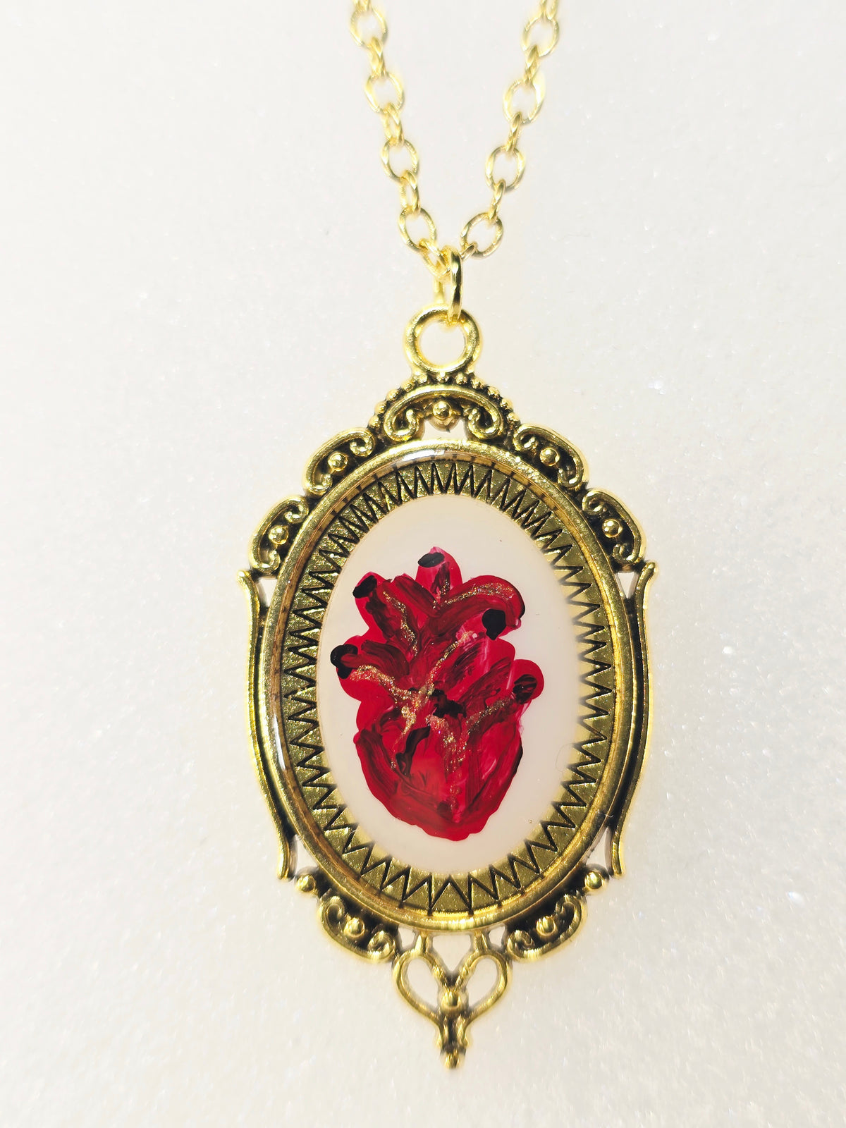 Anatomical Heart Original Mini Artwork Necklace - Gold