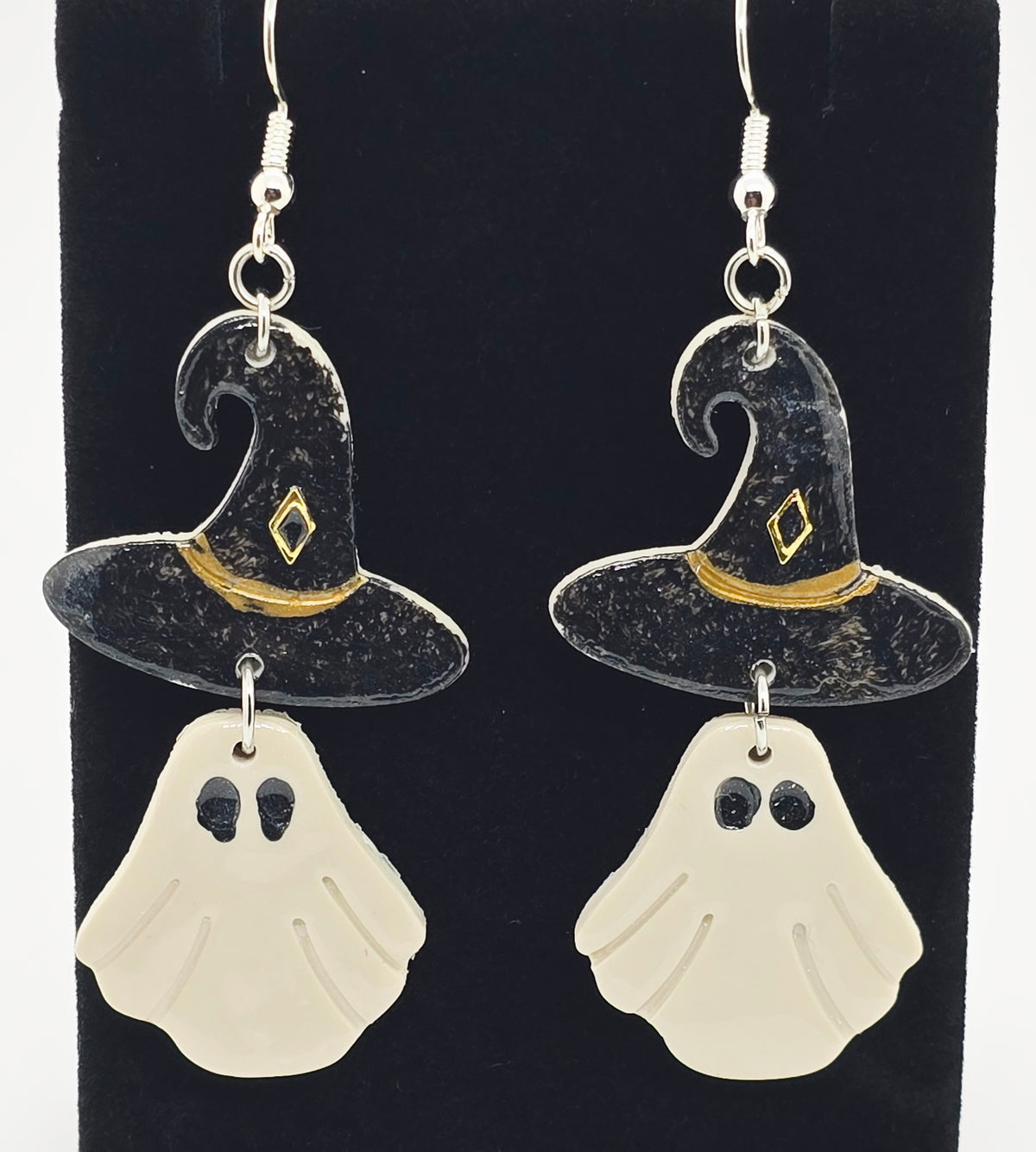 Ghost Witch Hat Earrings | Handmade Polymer Clay