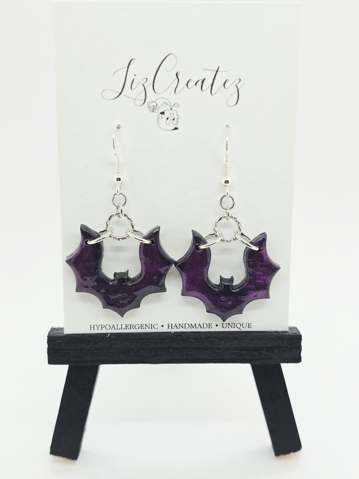 Purple Bat Earrings | Handmade Polymer Clay