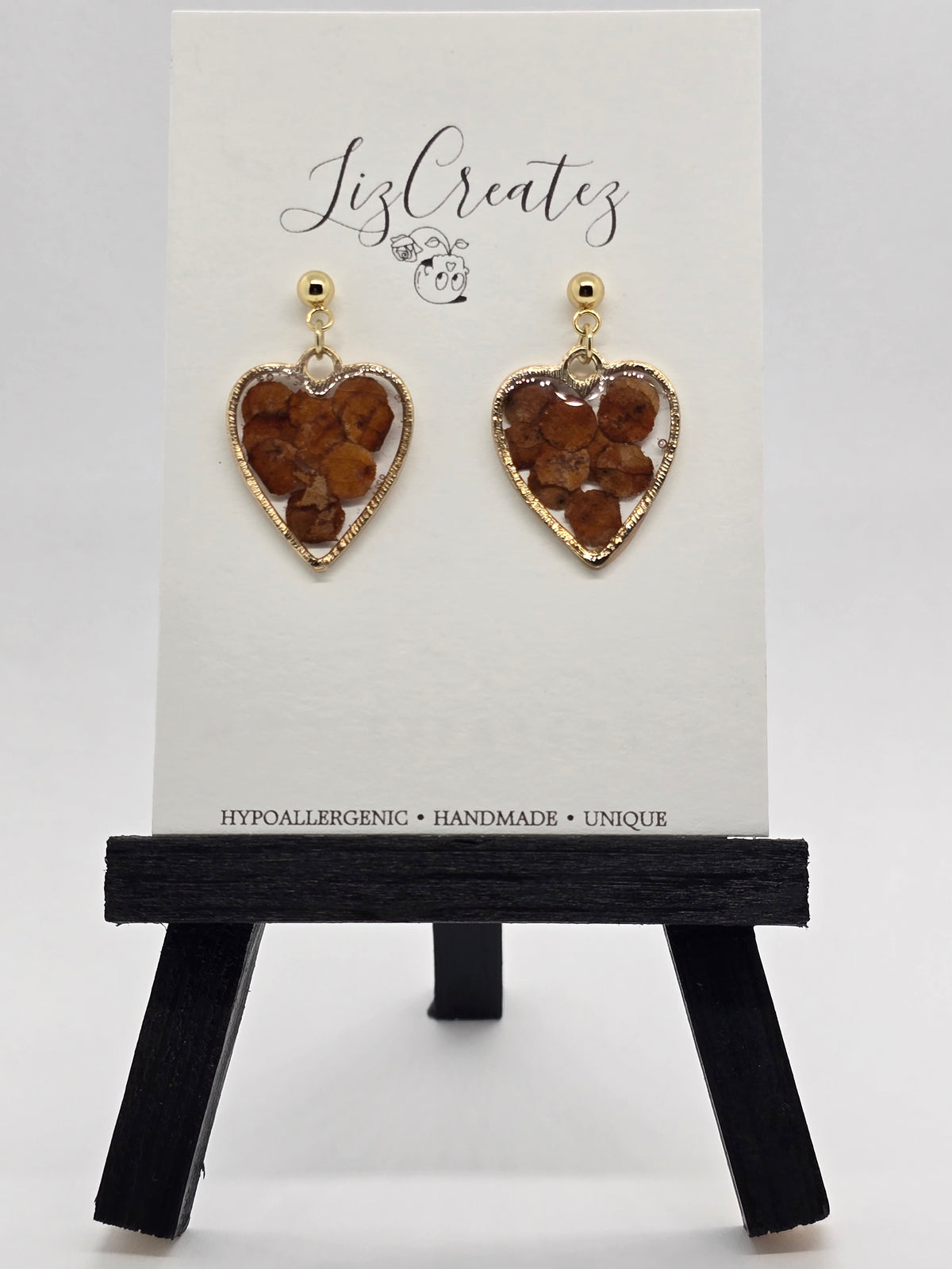 Fall Leaves Heart Earrings | Real Leaf Cut into Circles, Set in Gold