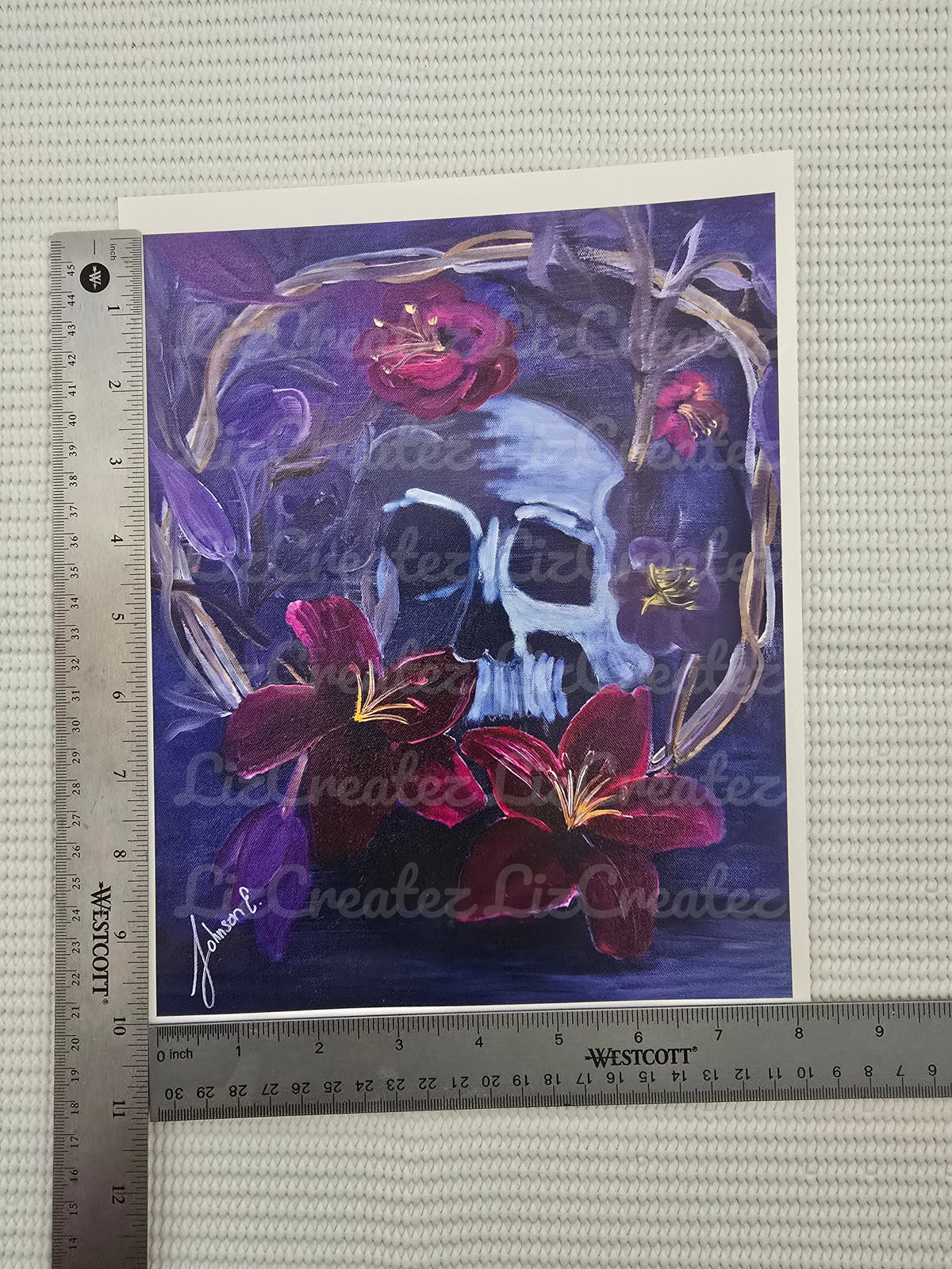 Skull and flowers - Fine Art Print 8x10in