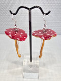 Hand-Painted Amanita Mushroom Earrings