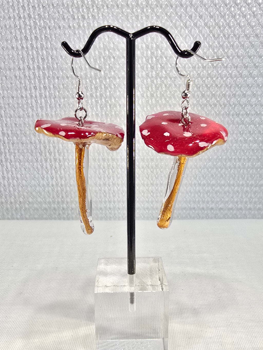 Hand-Painted Amanita Mushroom Earrings