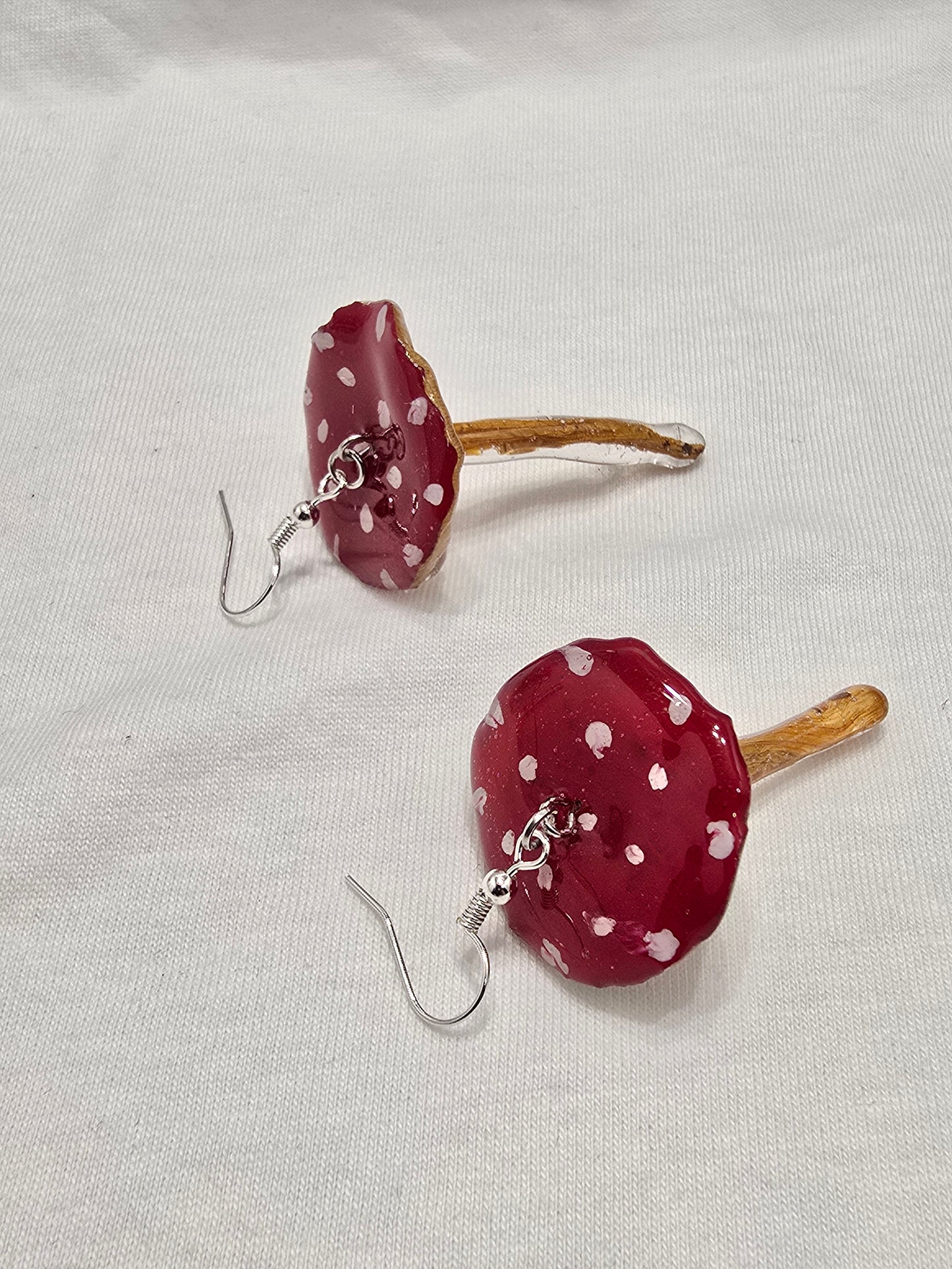 Hand-Painted Amanita Mushroom Earrings