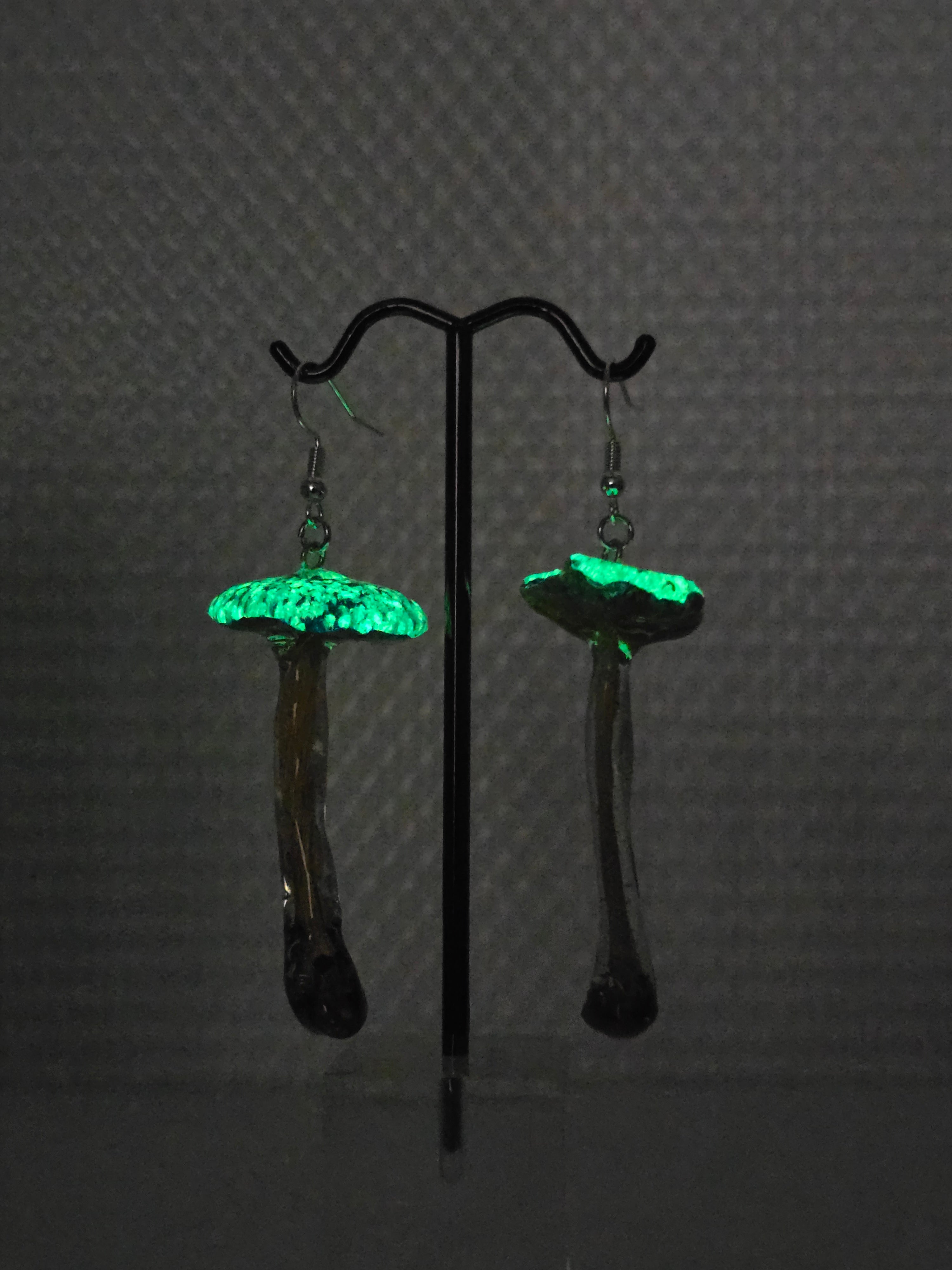 Glow in the Dark Mushroom Earrings