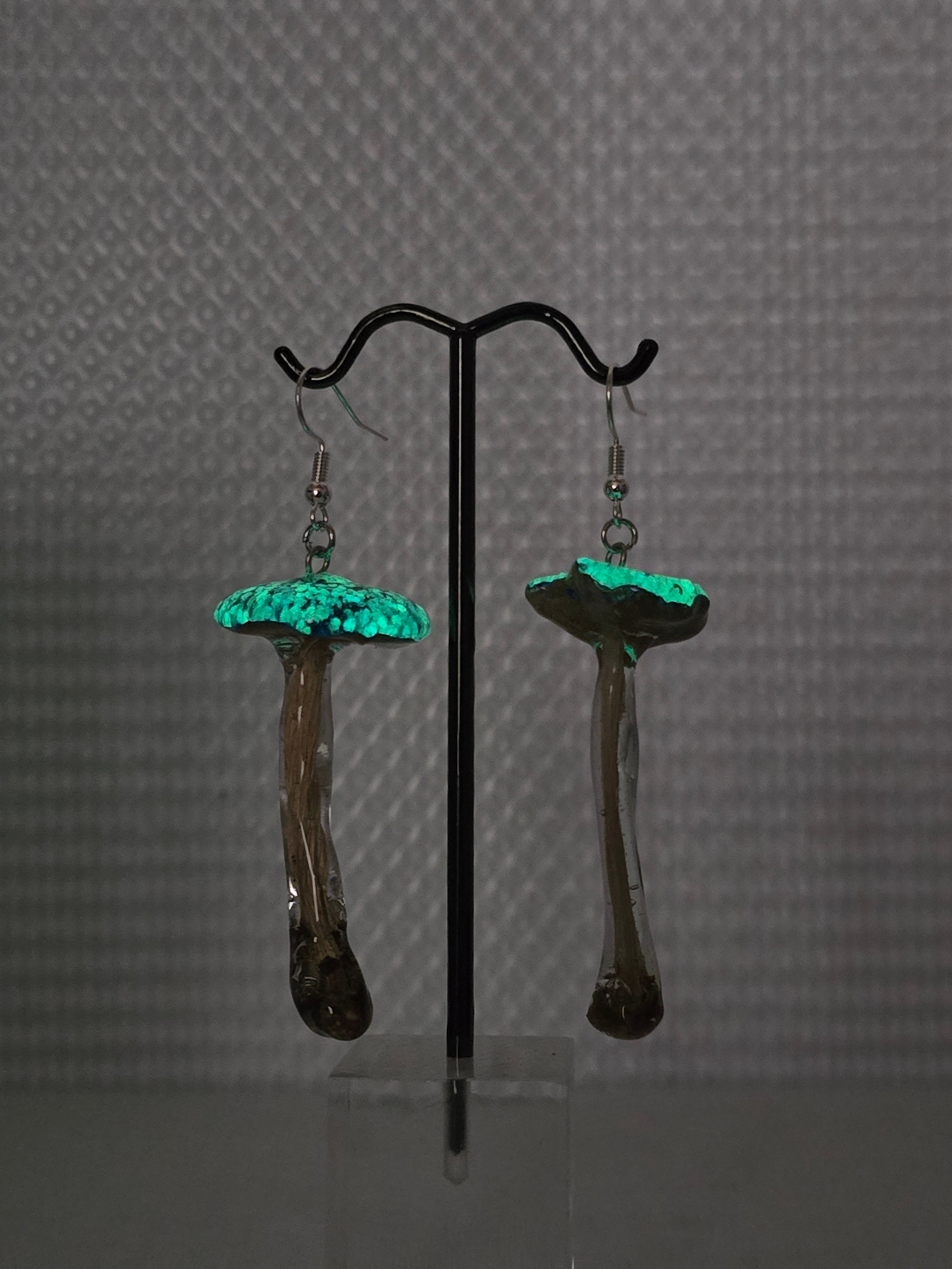 Glow in the Dark Mushroom Earrings