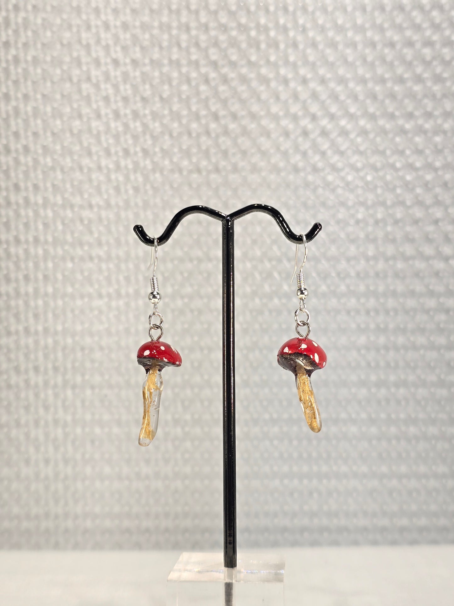 Hand-Painted Mini Amanita Mushroom Earrings