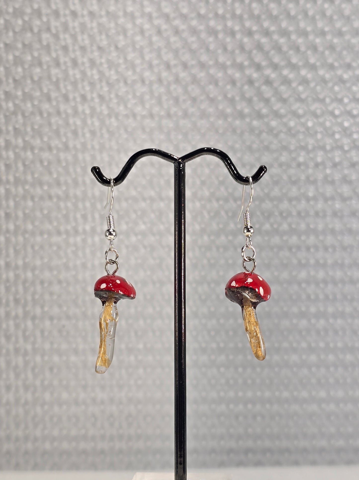Hand-Painted Mini Amanita Mushroom Earrings