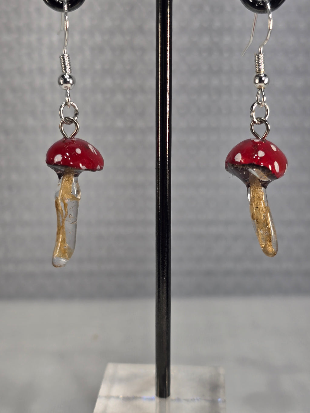 Hand-Painted Mini Amanita Mushroom Earrings