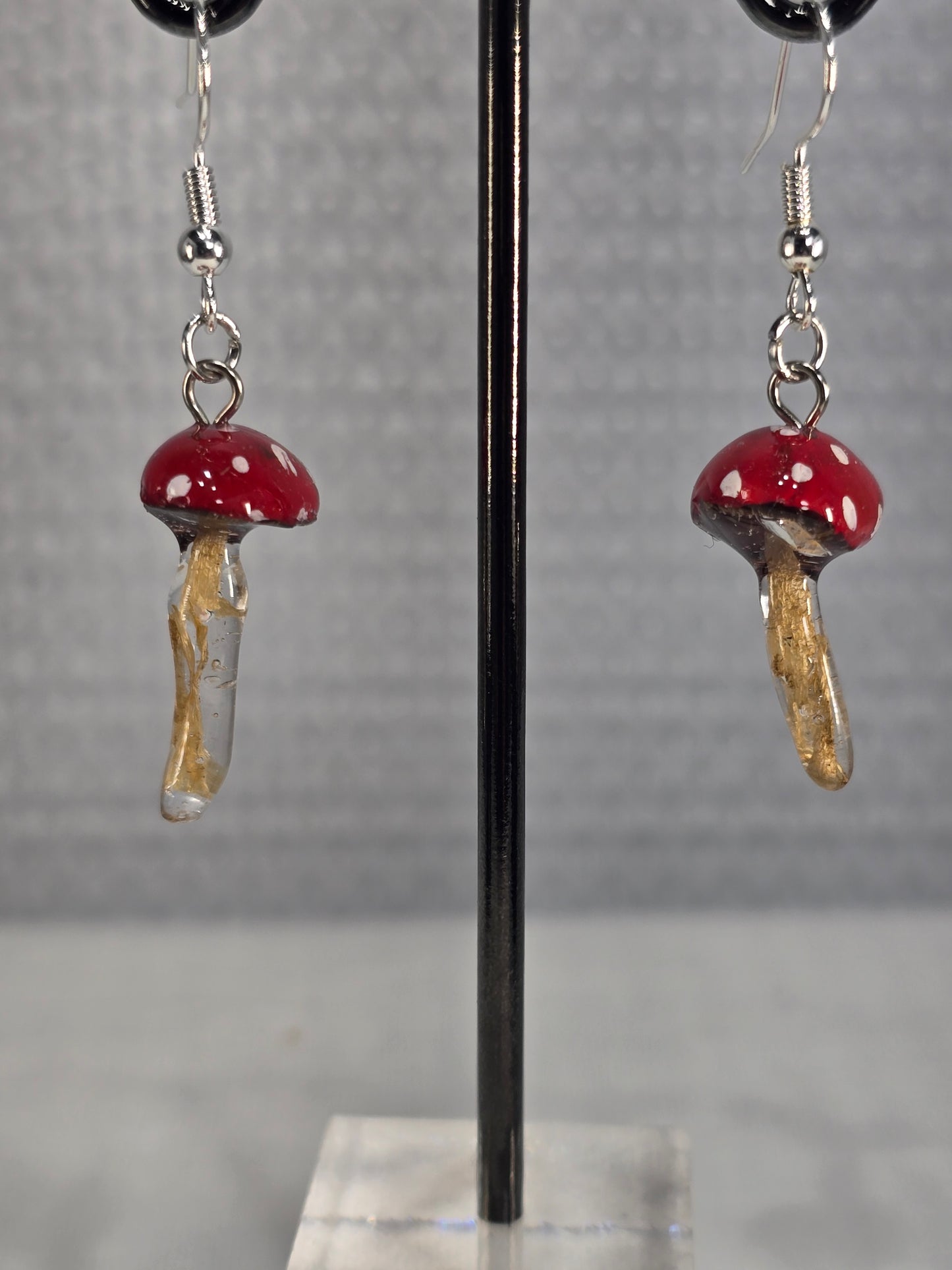 Hand-Painted Mini Amanita Mushroom Earrings