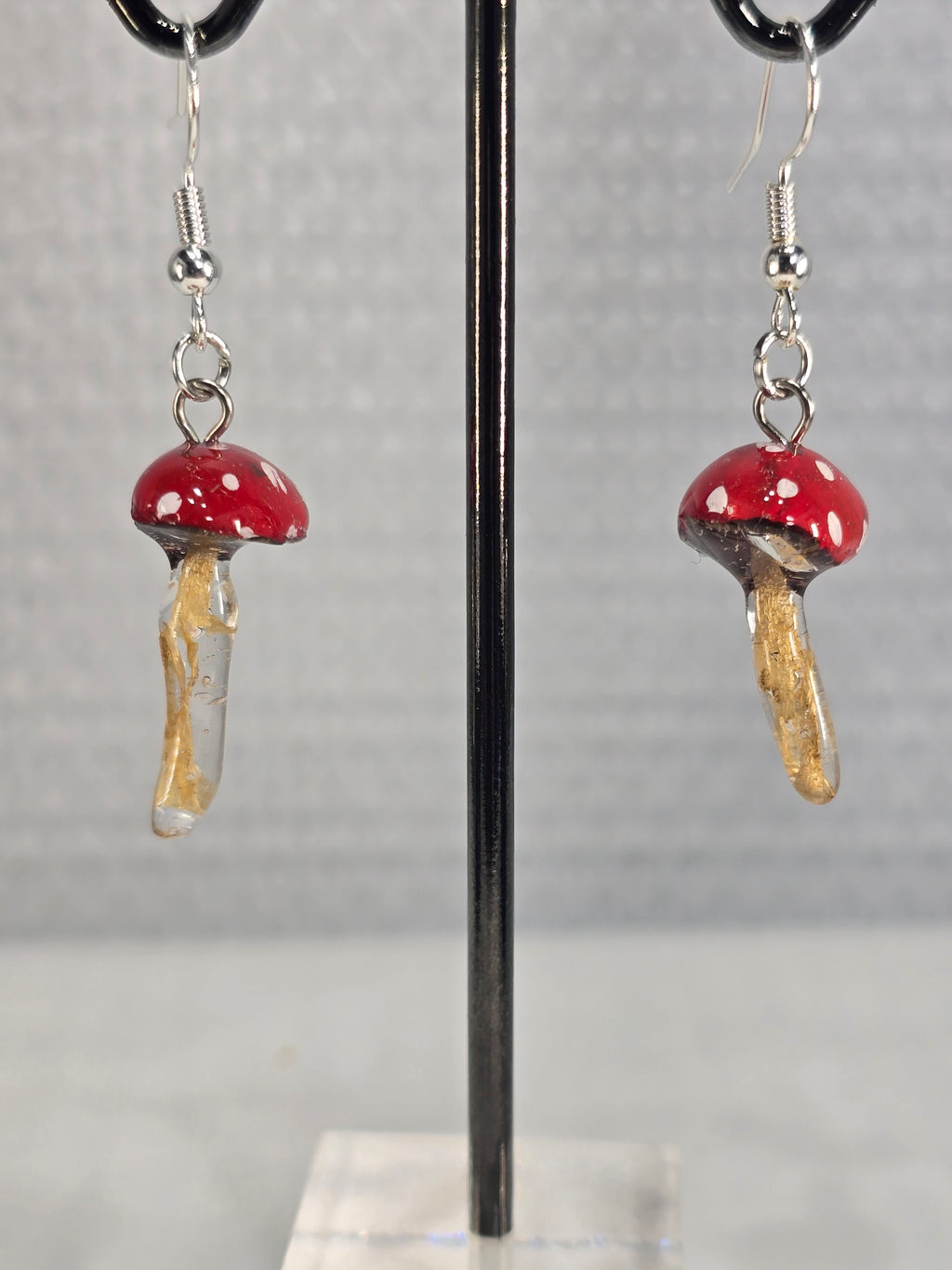 Hand-Painted Mini Amanita Mushroom Earrings