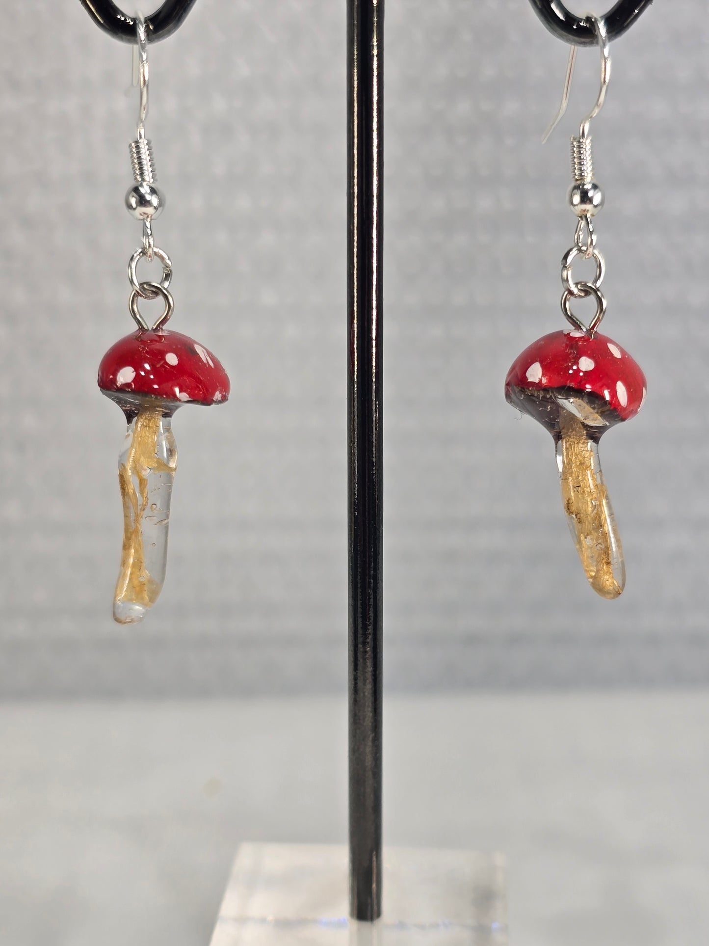 Hand-Painted Mini Amanita Mushroom Earrings