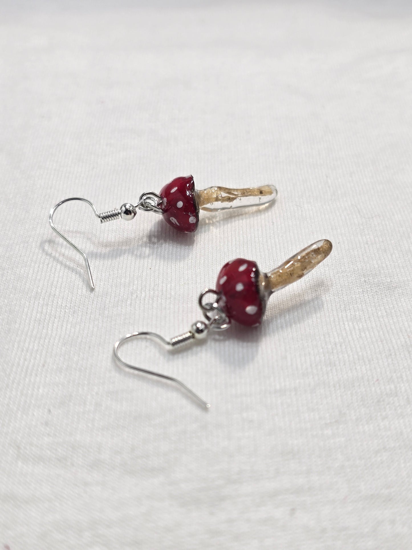 Hand-Painted Mini Amanita Mushroom Earrings