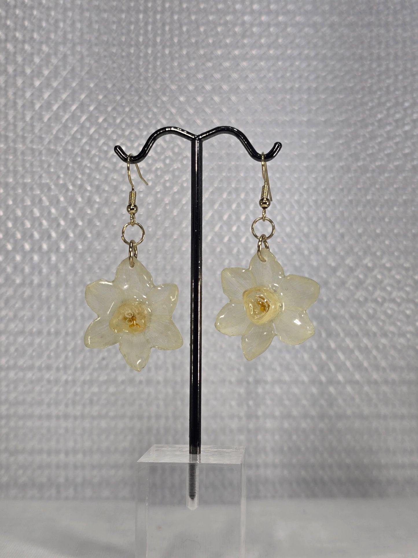 Mini White Daffodil Earrings
