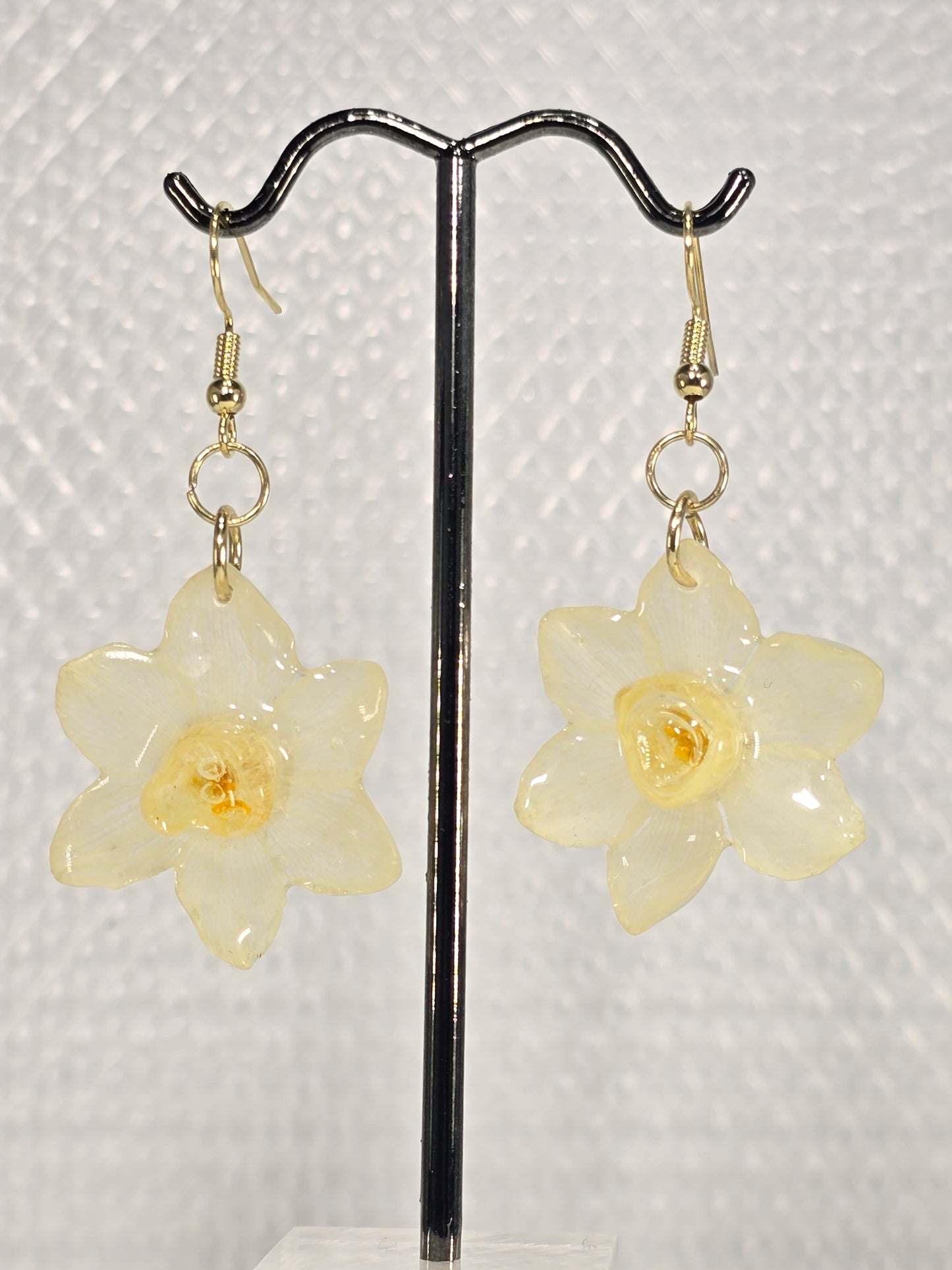 Mini White Daffodil Earrings