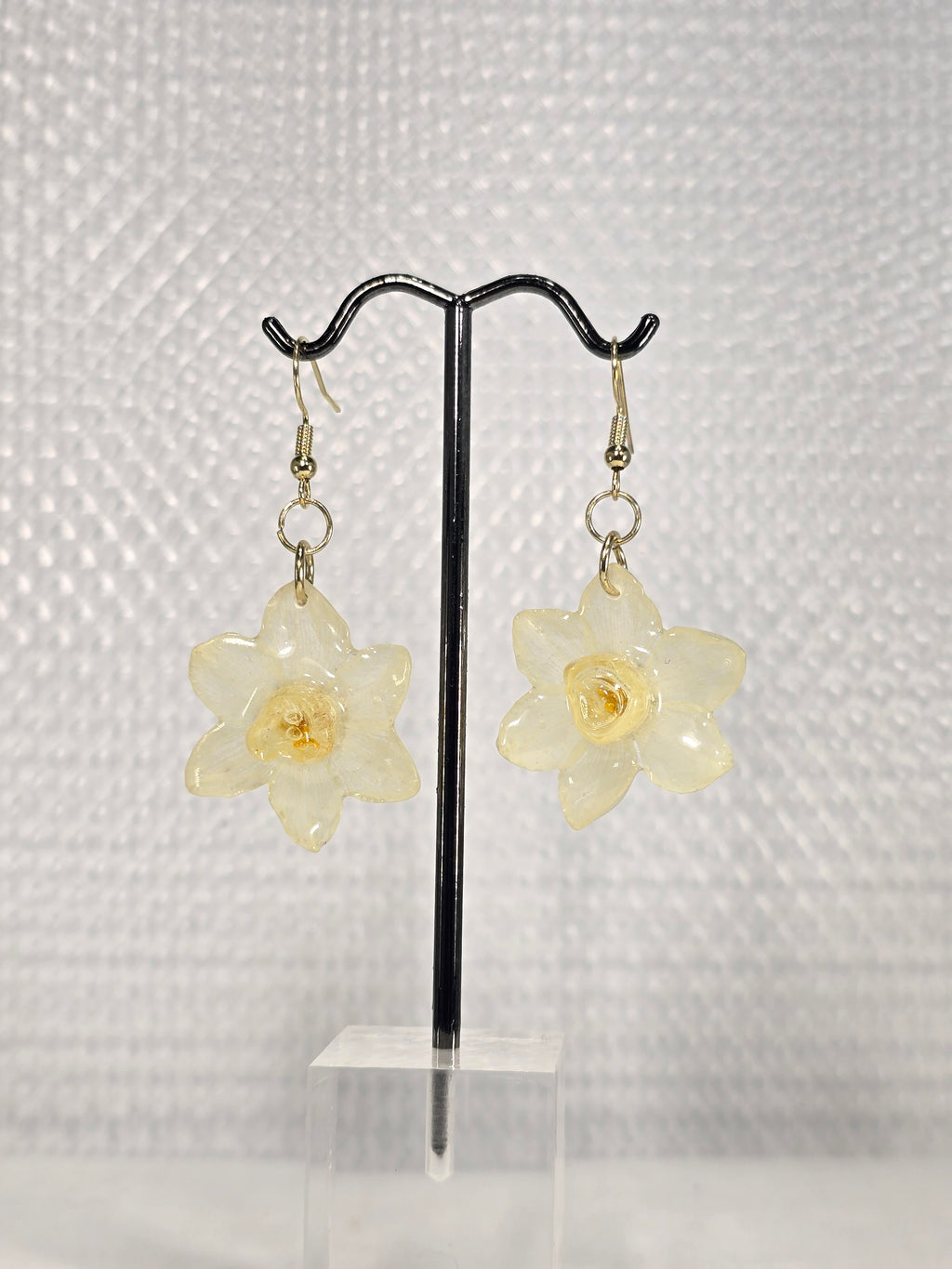 Mini White Daffodil Earrings