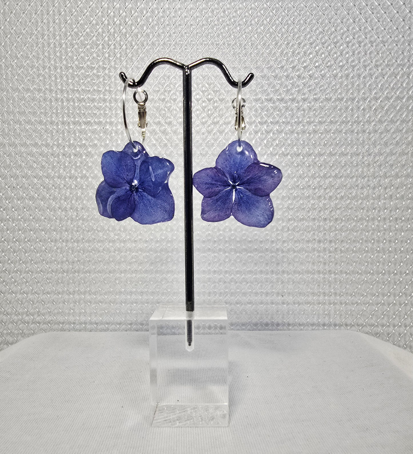 Purple Hydrangea Hoop Earrings