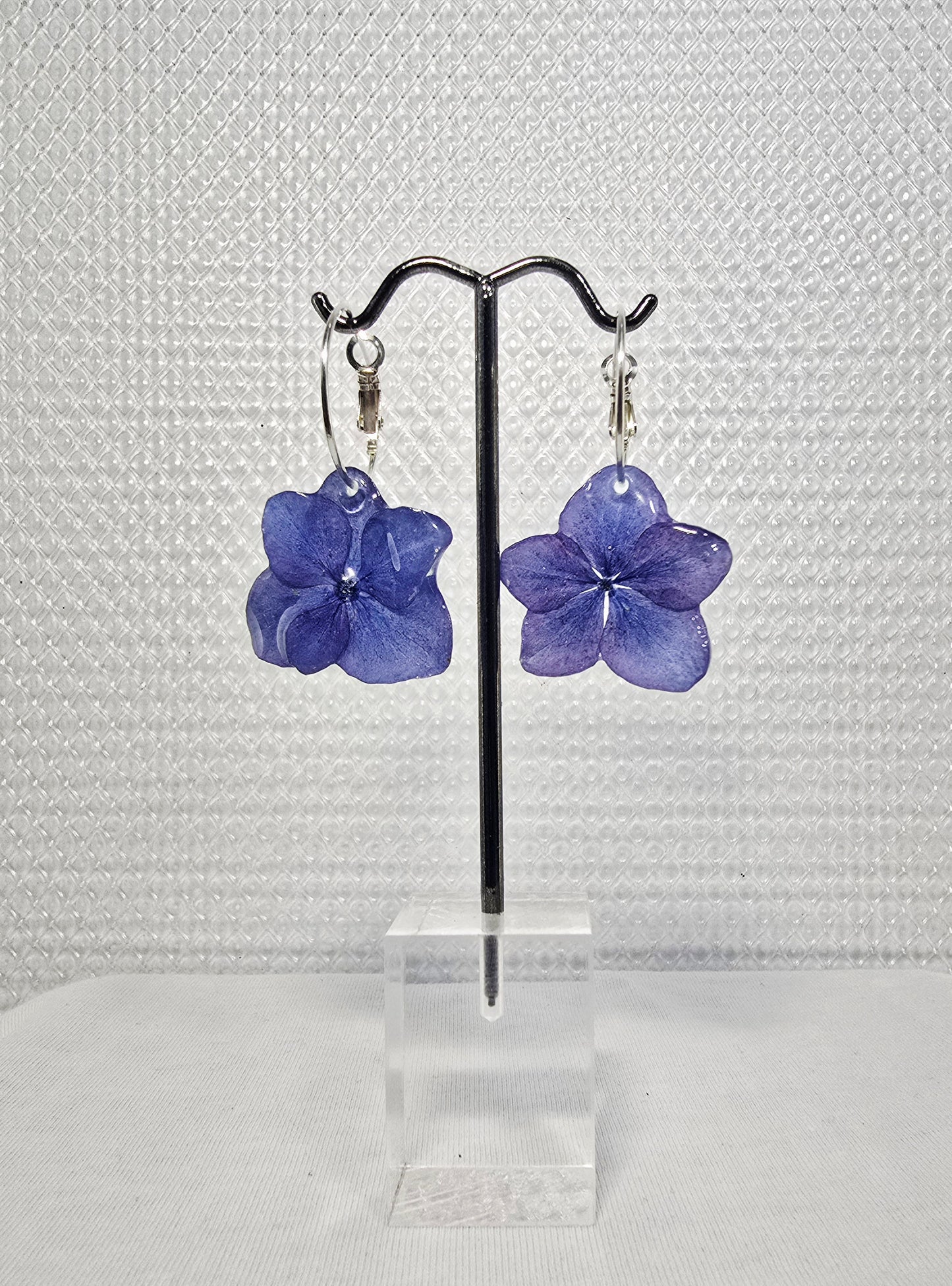 Purple Hydrangea Hoop Earrings