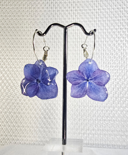 Purple Hydrangea Hoop Earrings