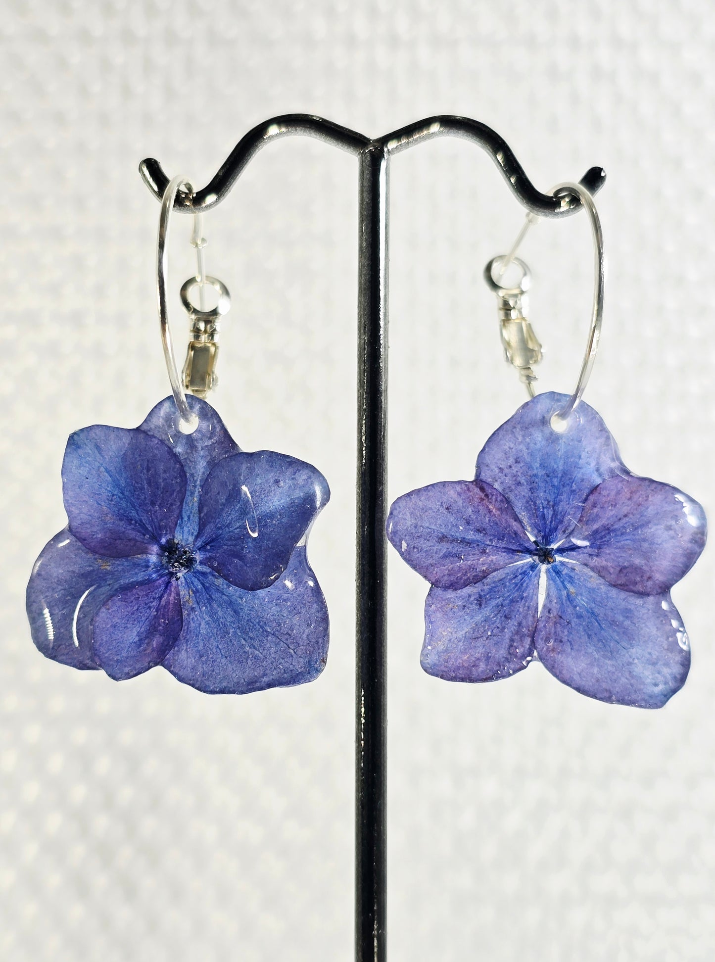 Purple Hydrangea Hoop Earrings