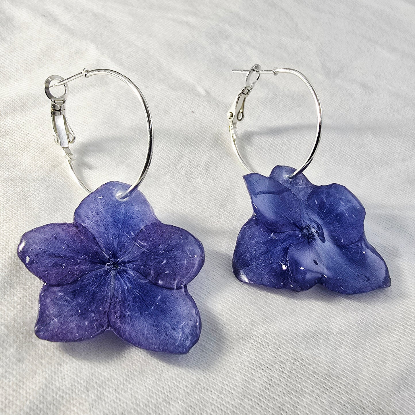 Purple Hydrangea Hoop Earrings