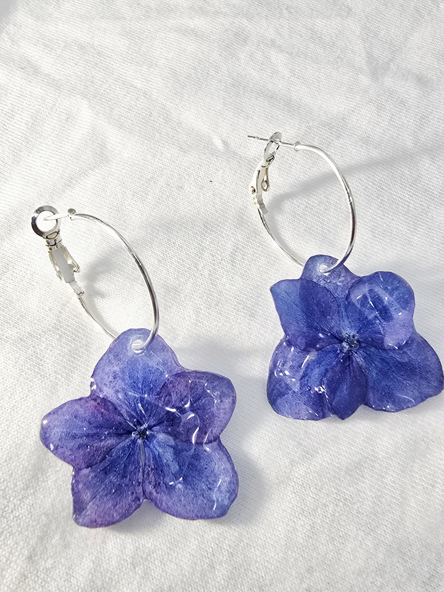 Purple Hydrangea Hoop Earrings