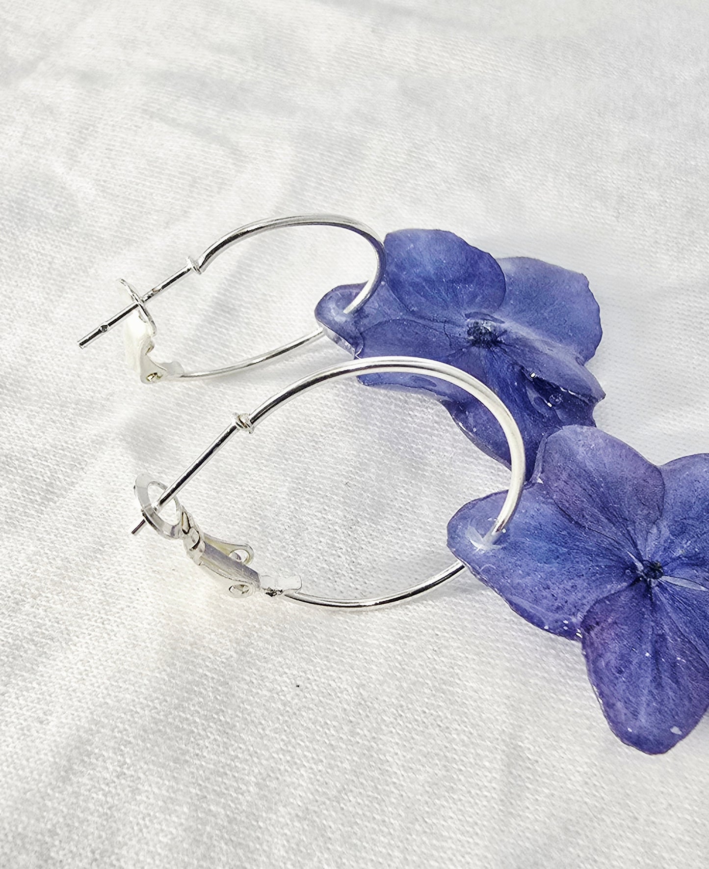 Purple Hydrangea Hoop Earrings
