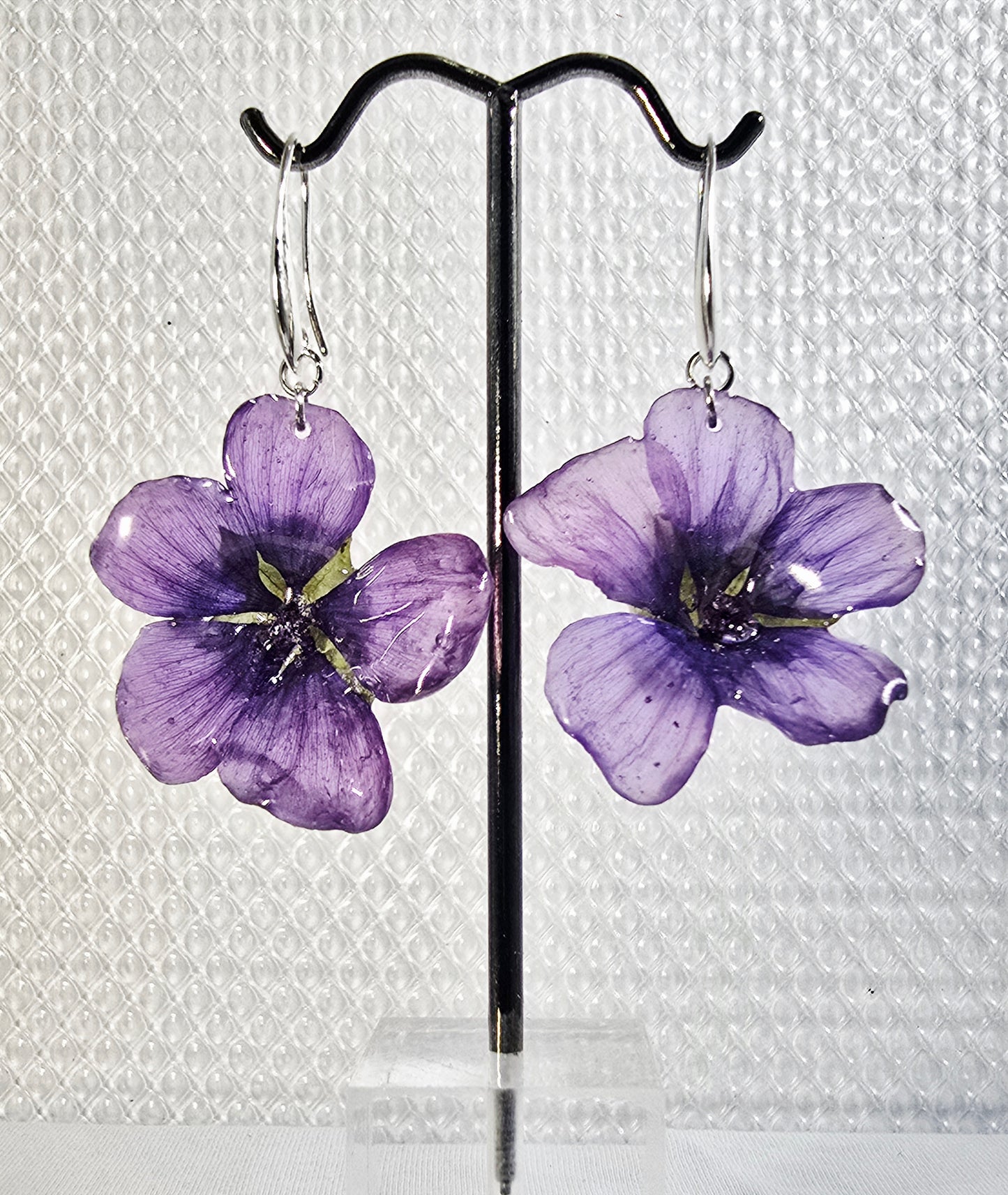 Purple Malope Trifida Flower Earrings
