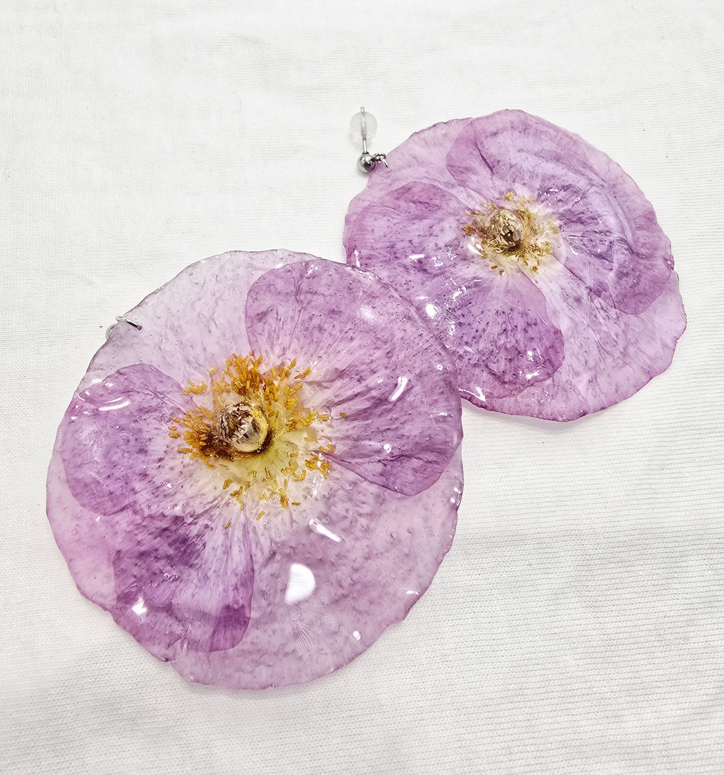 Lilac Poppy Flower Stud Earrings