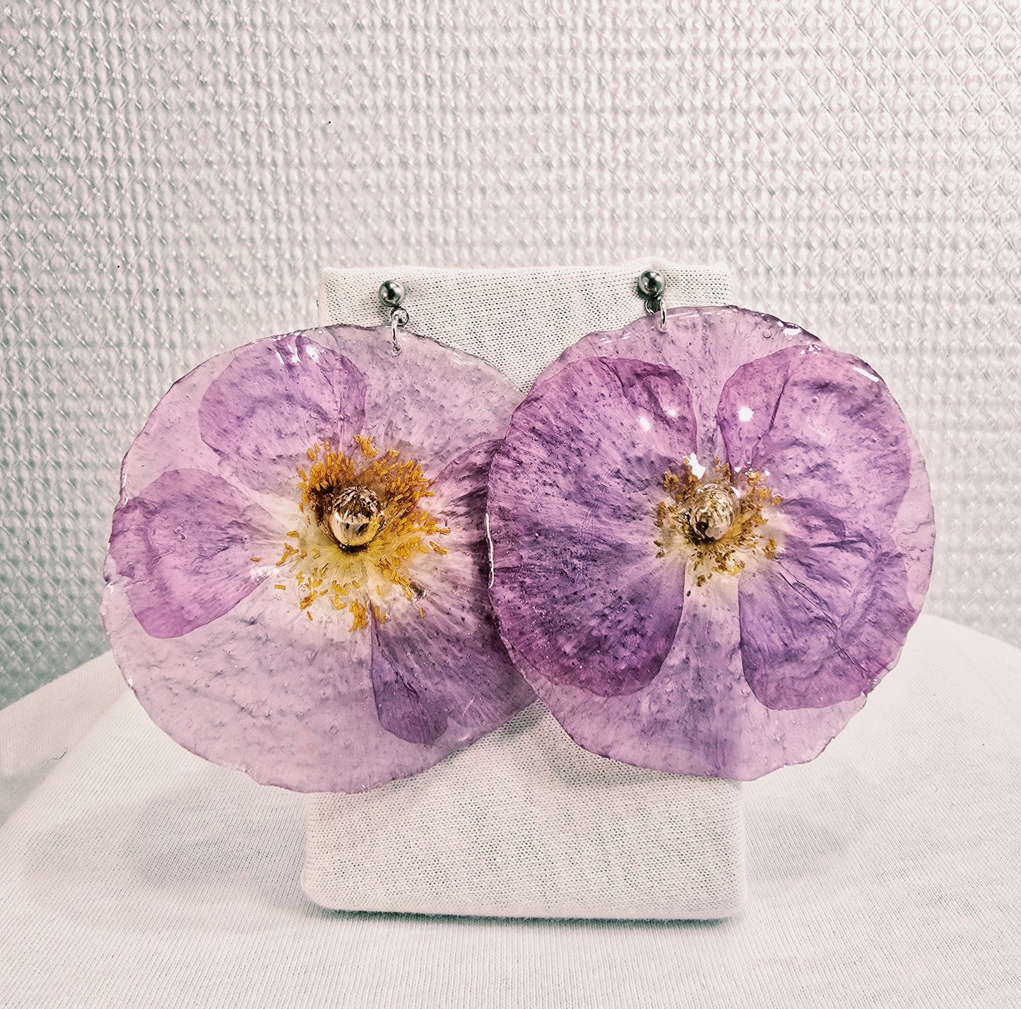 Lilac Poppy Flower Stud Earrings