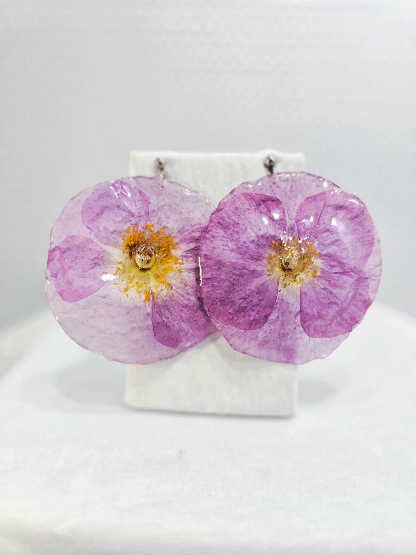 Lilac Poppy Flower Stud Earrings