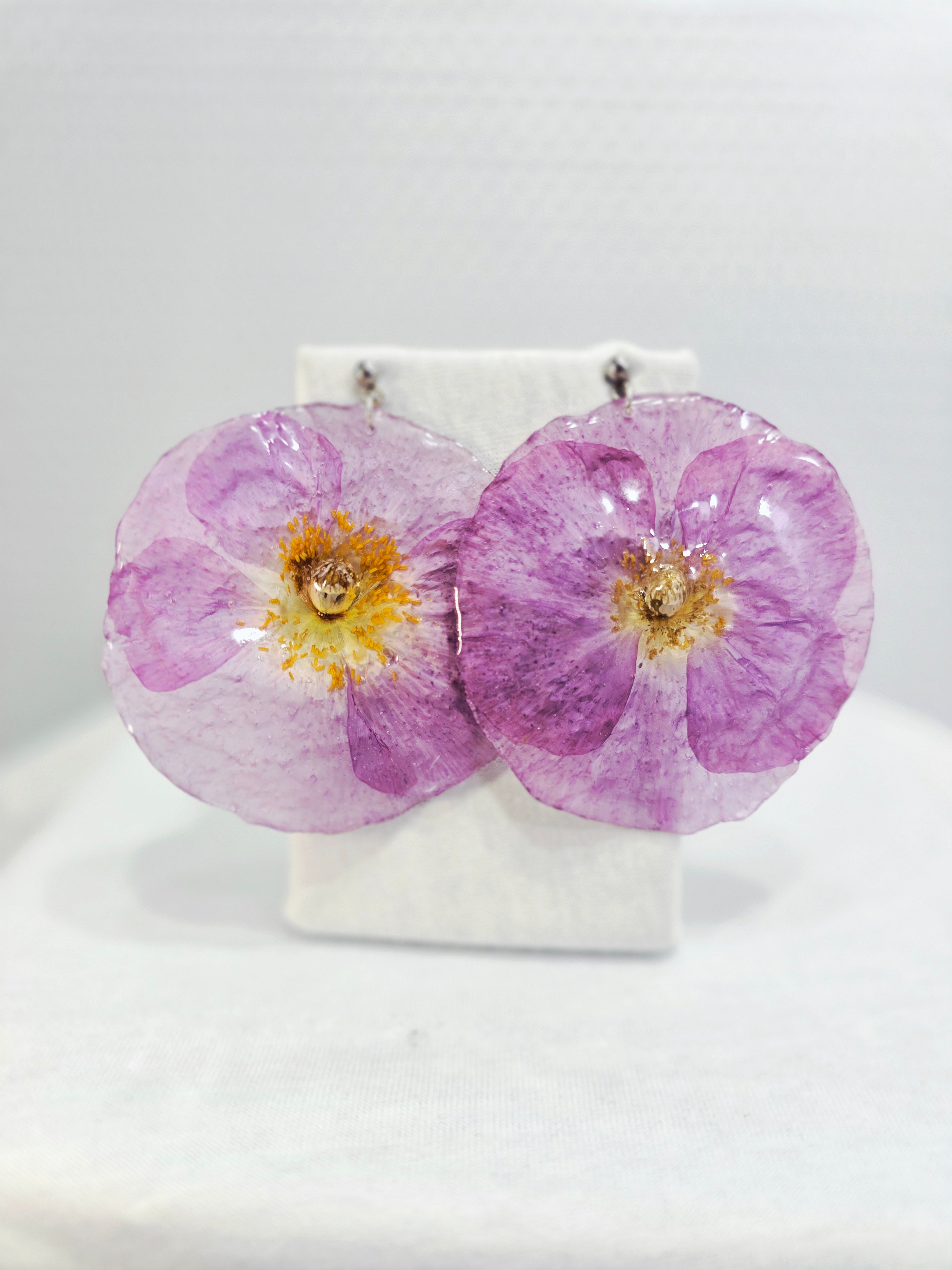 Lilac Poppy Flower Stud Earrings