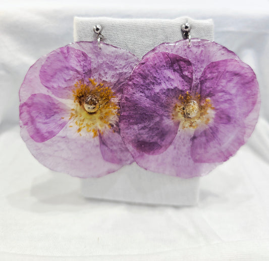 Lilac Poppy Flower Stud Earrings