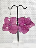 Real Hot Pink Hydrangea Dangle Earrings