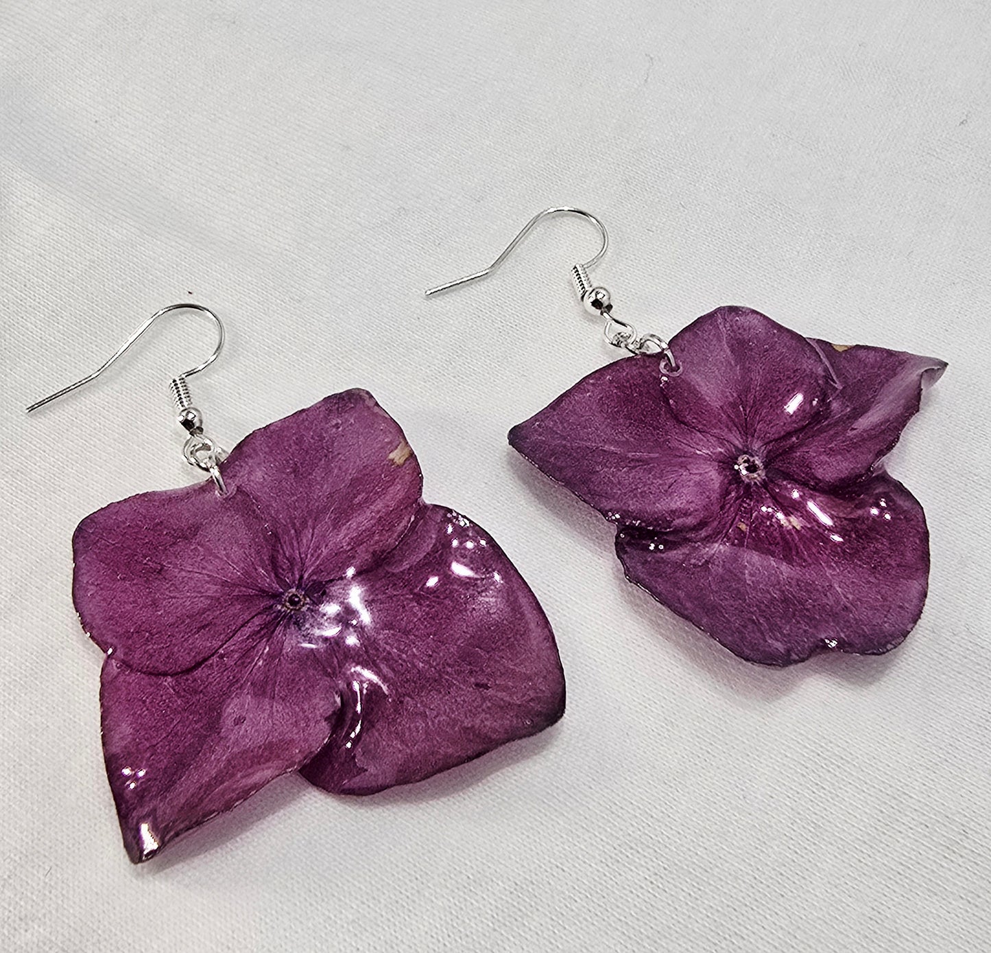 Real Hot Pink Hydrangea Dangle Earrings