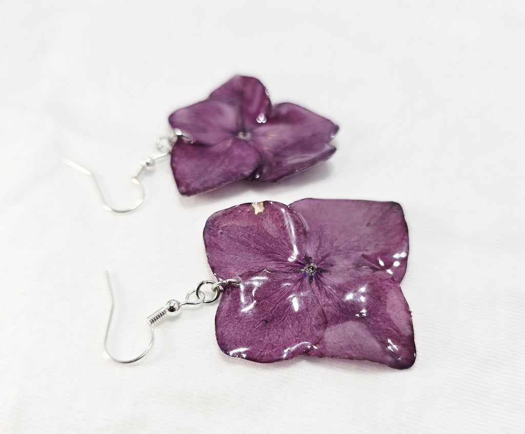 Real Hot Pink Hydrangea Dangle Earrings