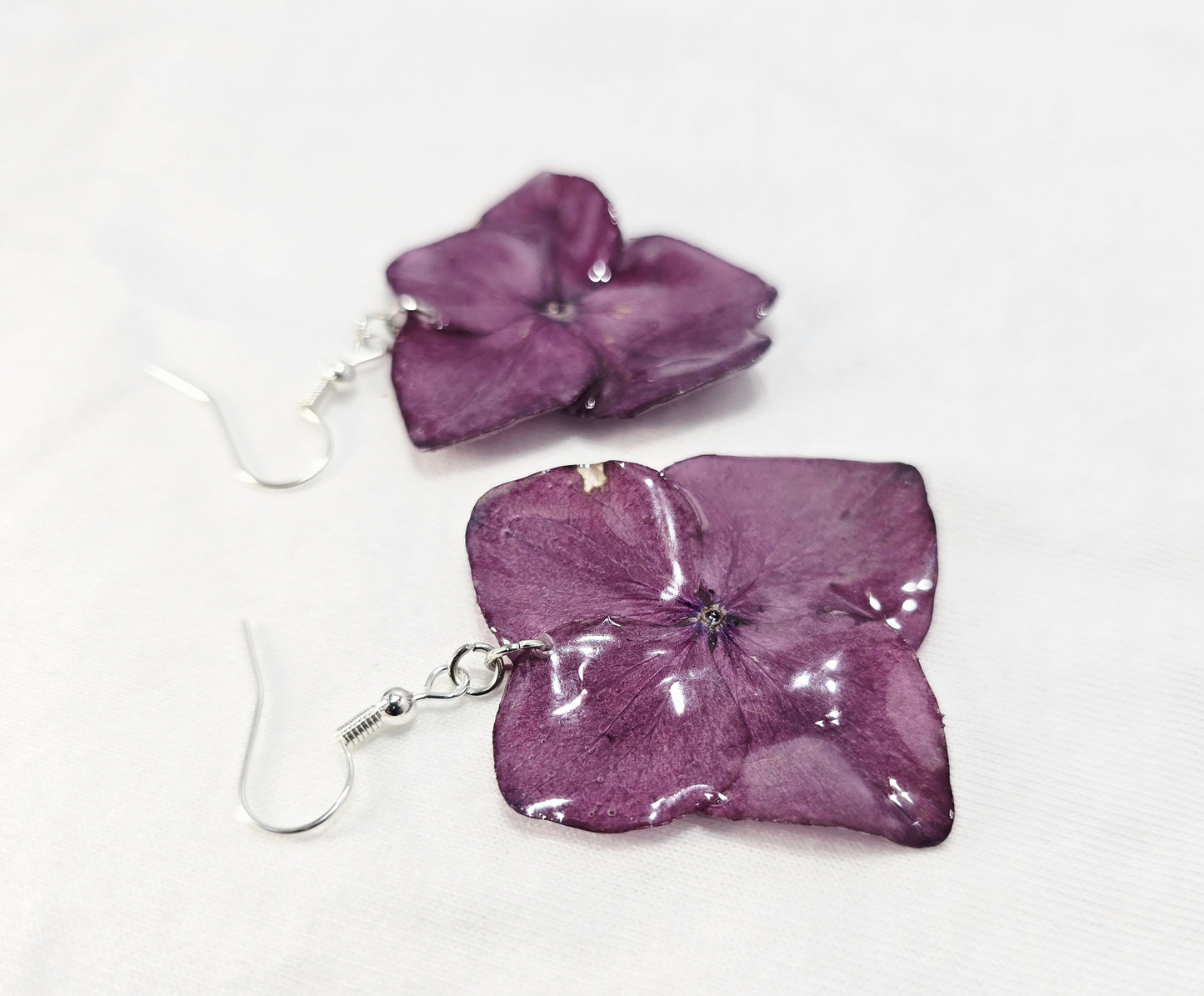 Real Hot Pink Hydrangea Dangle Earrings