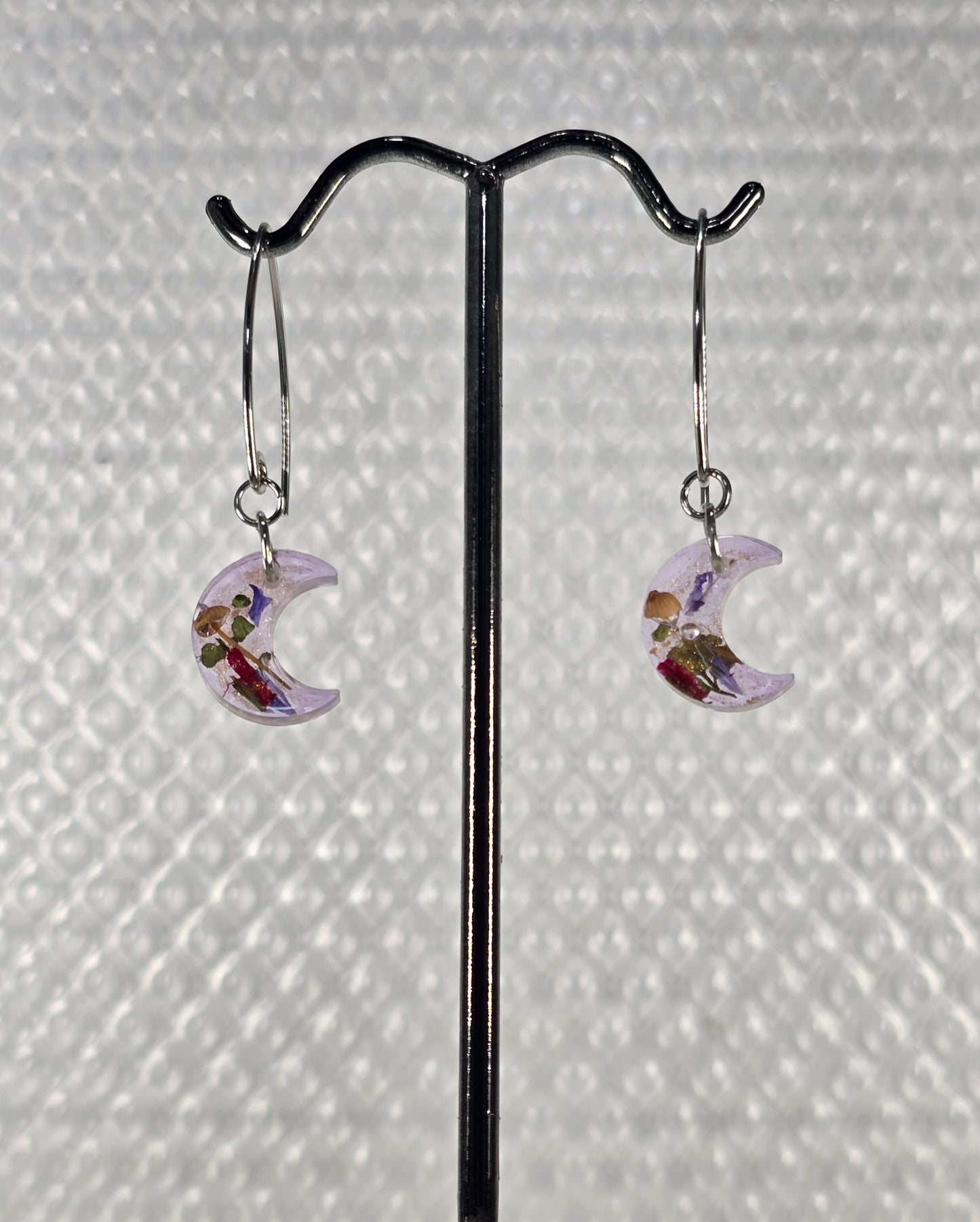 Magical Mini Moon V Hook Earrings and Miniature Wild Mushroom
