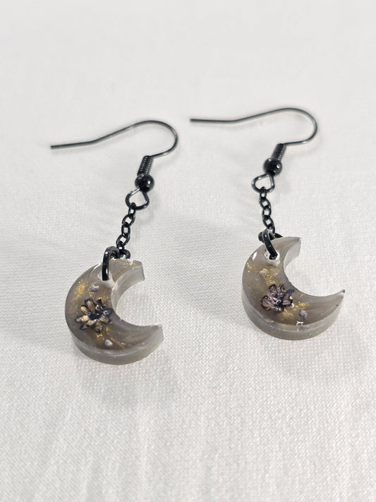 Dark Beauty Mini Moon Earrings