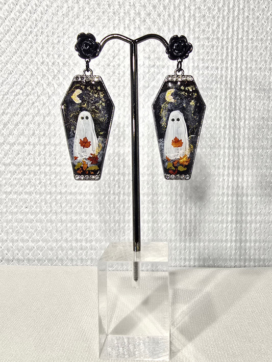 Fall Nights Ghosties Handpainted Stud Earrings