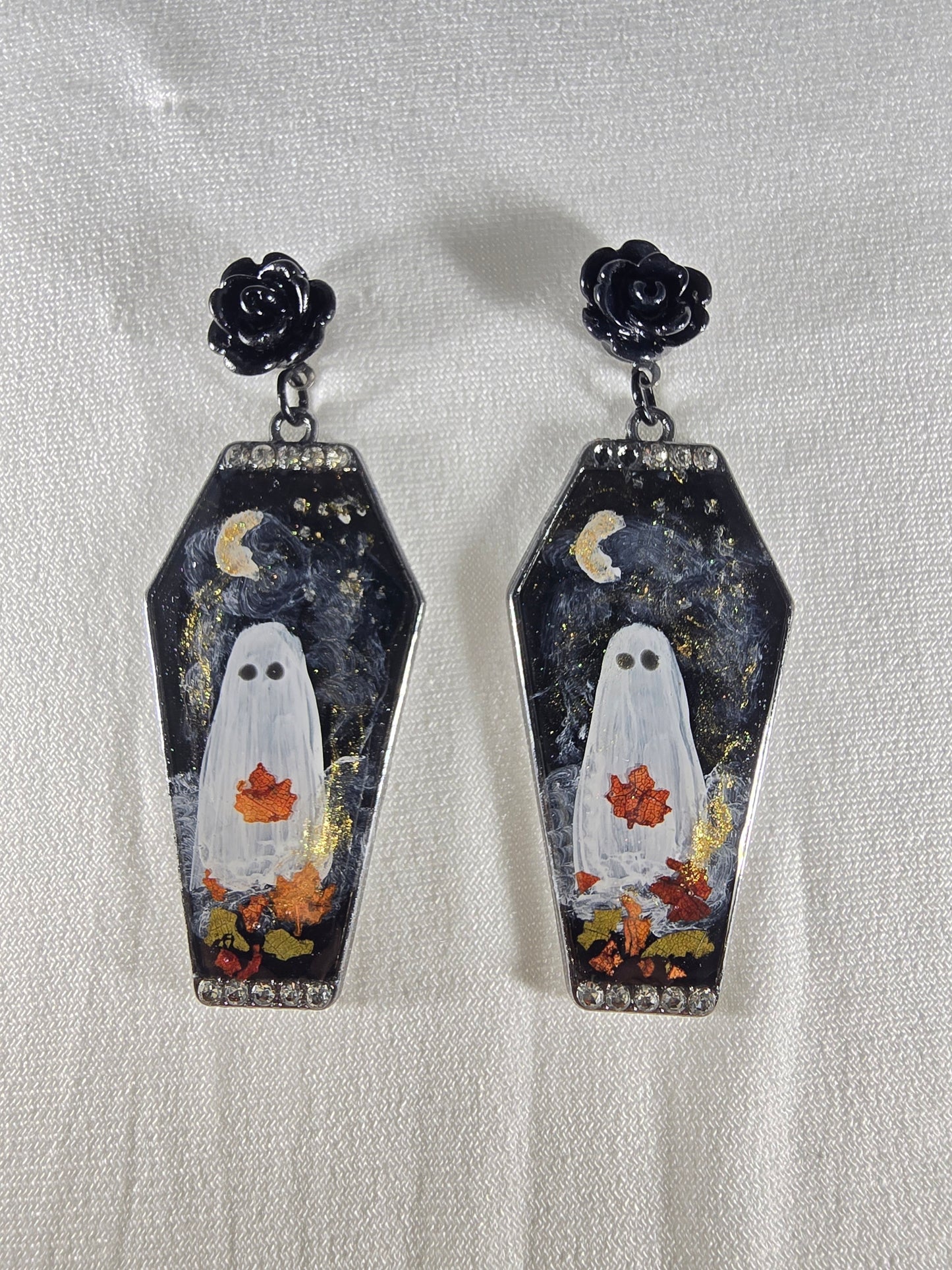 Fall Nights Ghosties Handpainted Stud Earrings