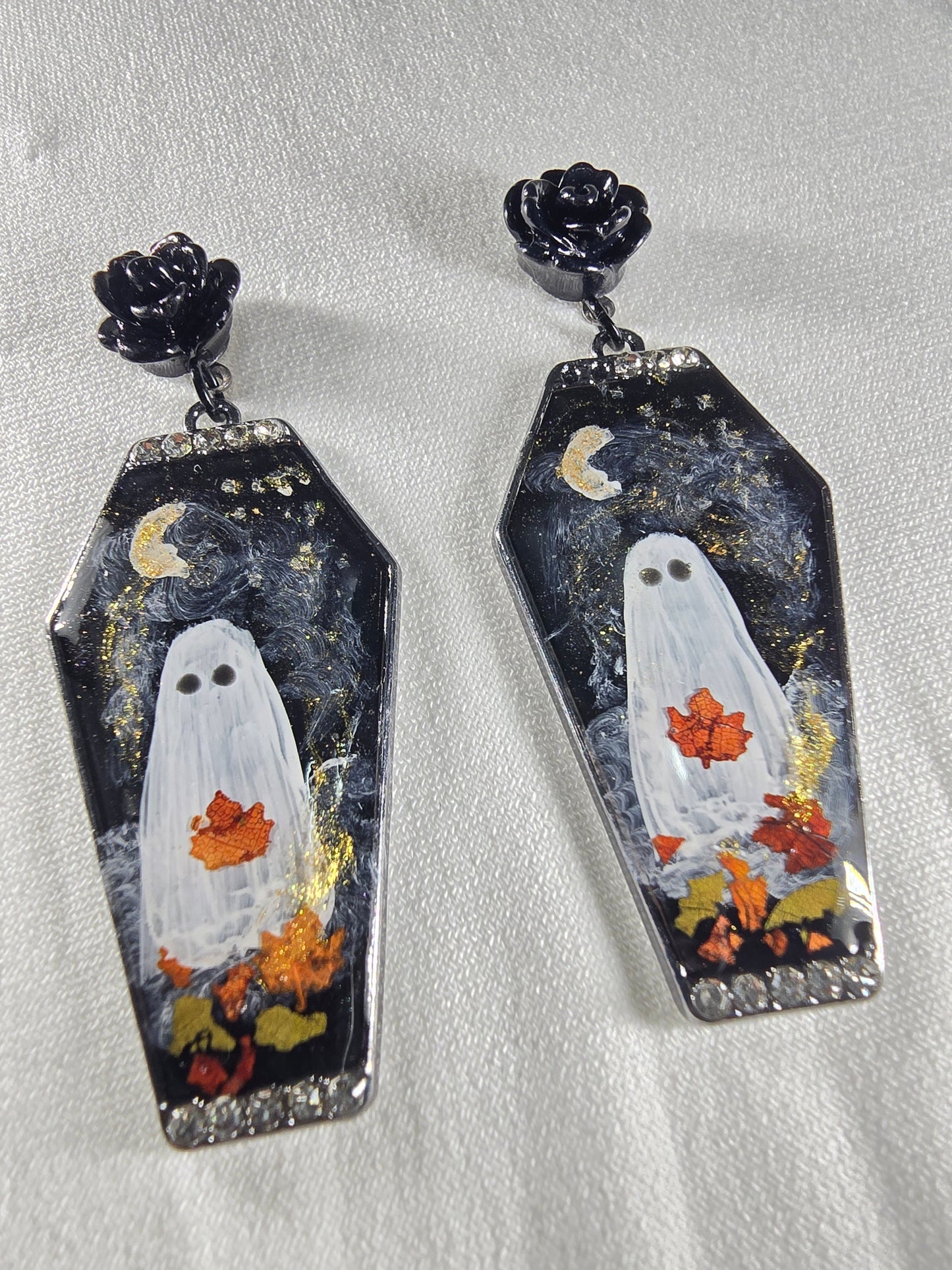 Fall Nights Ghosties Handpainted Stud Earrings