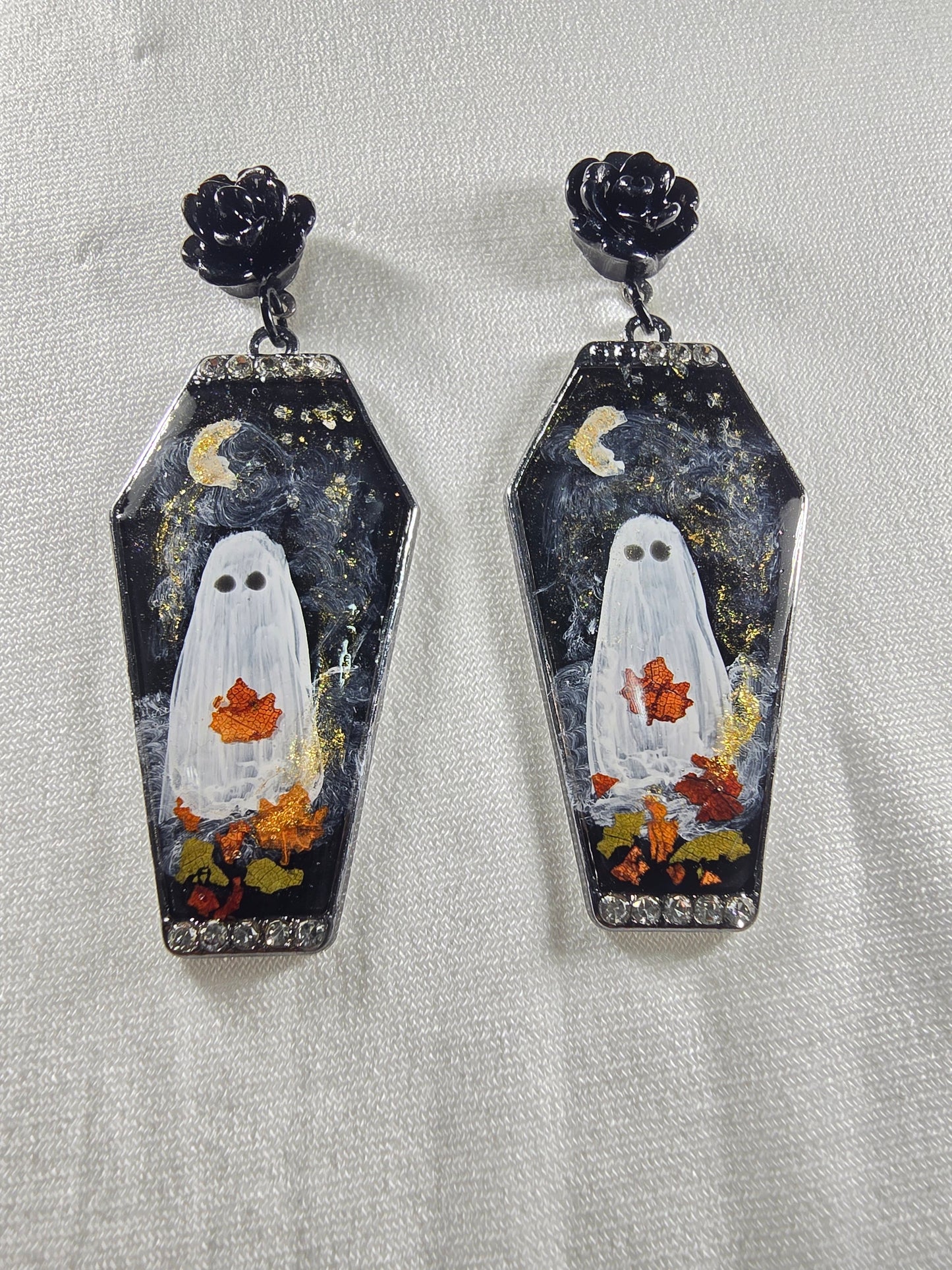 Fall Nights Ghosties Handpainted Stud Earrings
