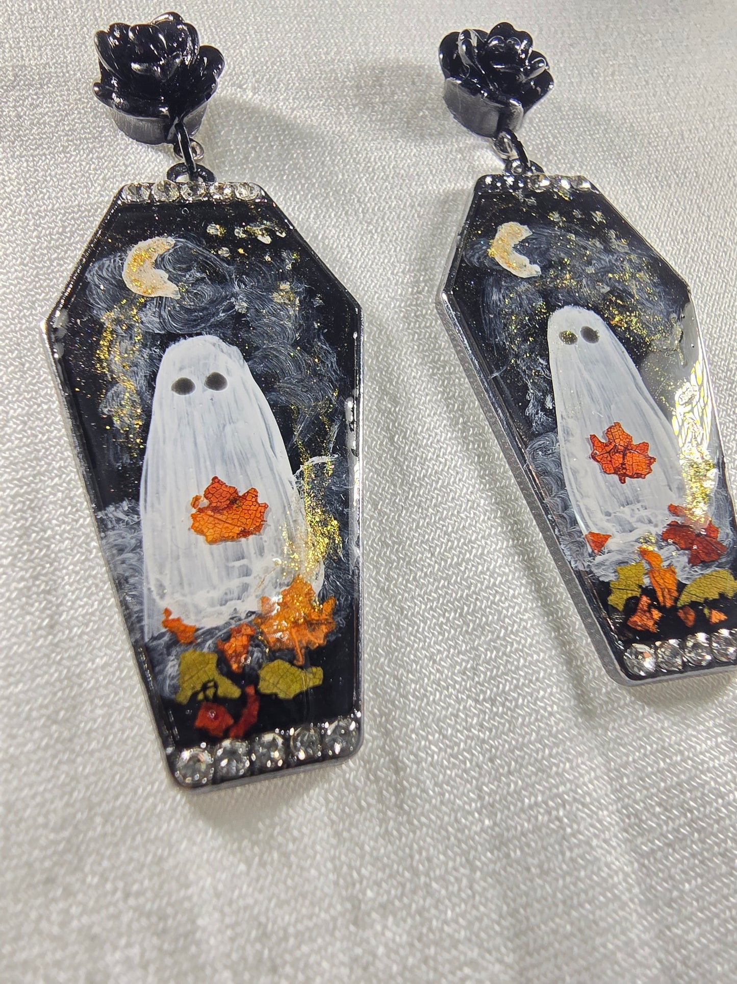 Fall Nights Ghosties Handpainted Stud Earrings
